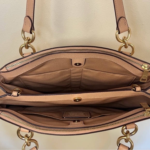 Coach Crossgrain Large Leather Brooke Carryall Bag Nude Pink - Picture 14 of 16